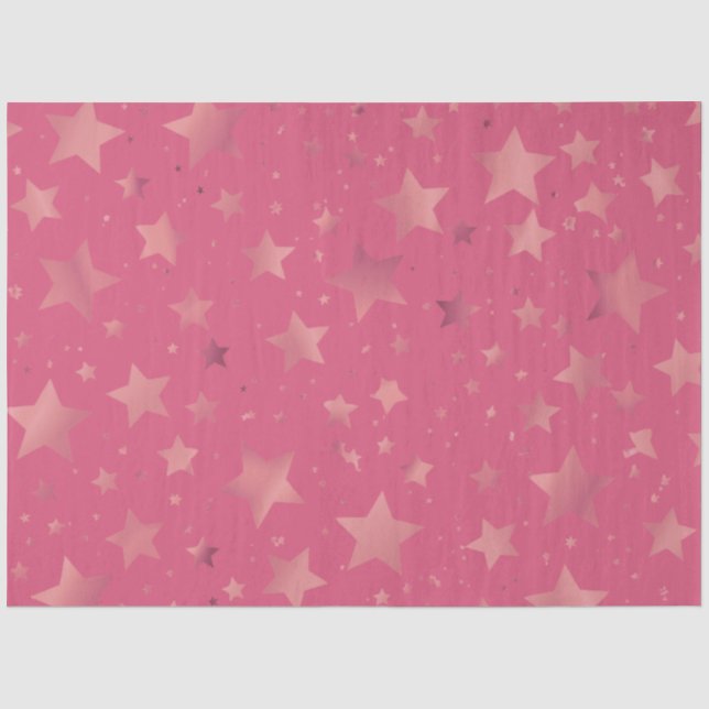 Pink | Rose Color | Gold Star Pattern Tissue Paper (Front)
