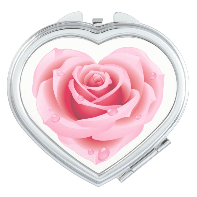 Pink Rose Compact Mirror (Front)