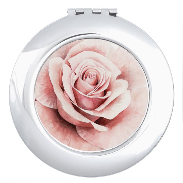 Pink Rose Compact Mirror (Front)