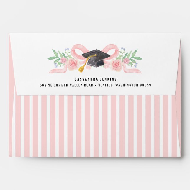 Pink Rose Coquette Graduation Envelope (Back (Top Flap))