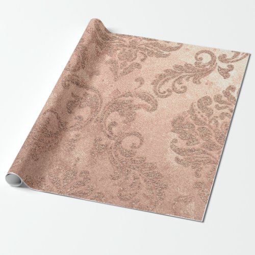 Pink Rose Cottage Gold Blush Damask Royal Antoniet Wrapping Paper