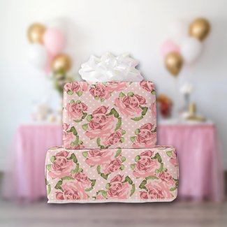 Pink Rose Country Chic Dot Pattern