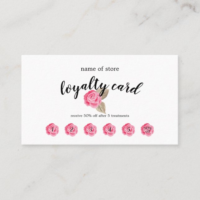 Pink Rose Customer Loyalty Card (Front)