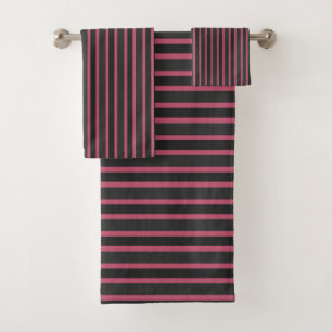 pink rose, dark gray and thunder gray bath towel set