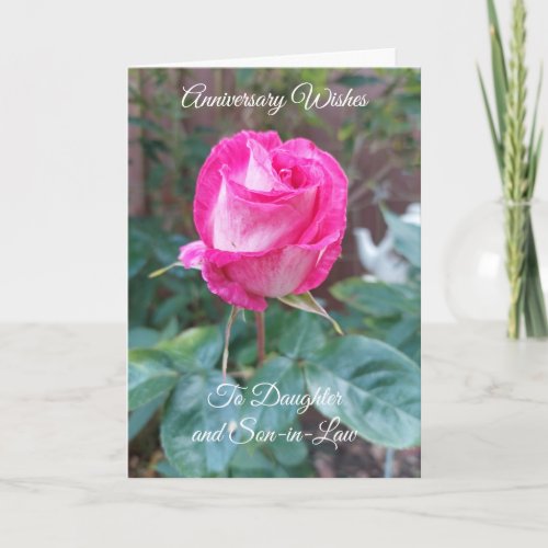 Pink Rose Daughter And Husband Wedding Anniversary Card