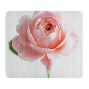Pink Rose Decorative Glass Cutting Board