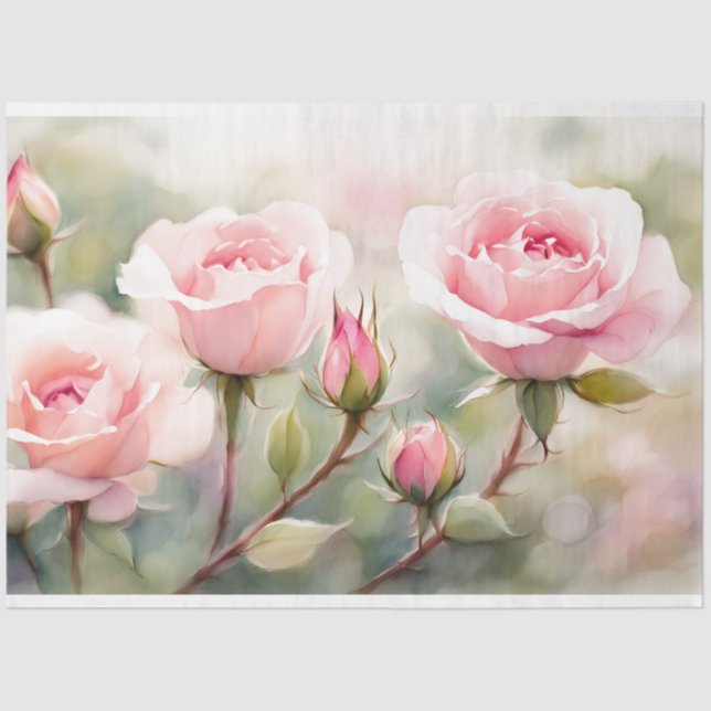 Pink Rose Decoupage Tissue Paper (Front)