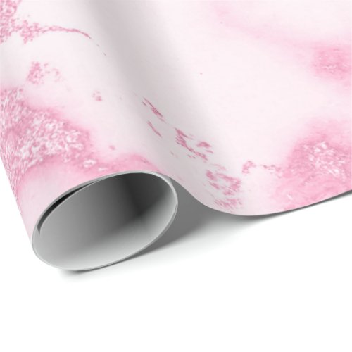 Pink Rose Delicate White Marble Molten Pastel VIP Wrapping Paper