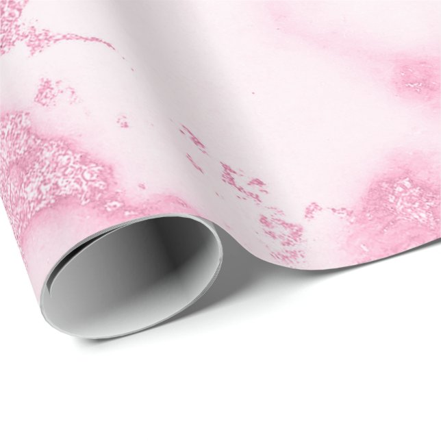 Pink Rose Delicate White Marble Molten Pastel VIP Wrapping Paper (Roll Corner)