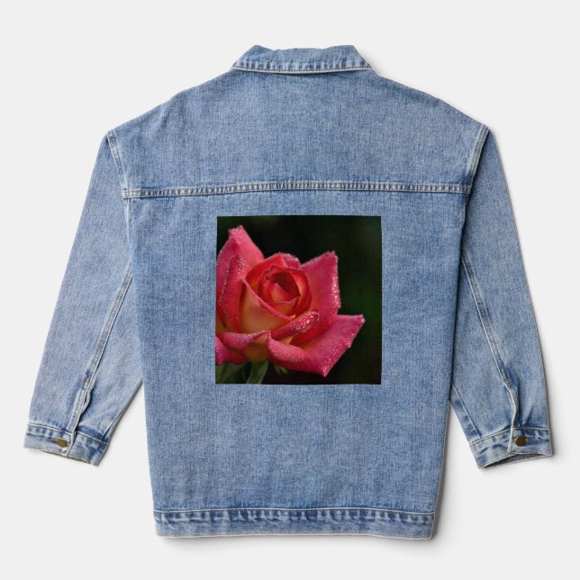Pink Rose Denim Jacket (Back)