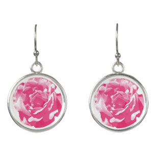 Pink Rose Design Earrings