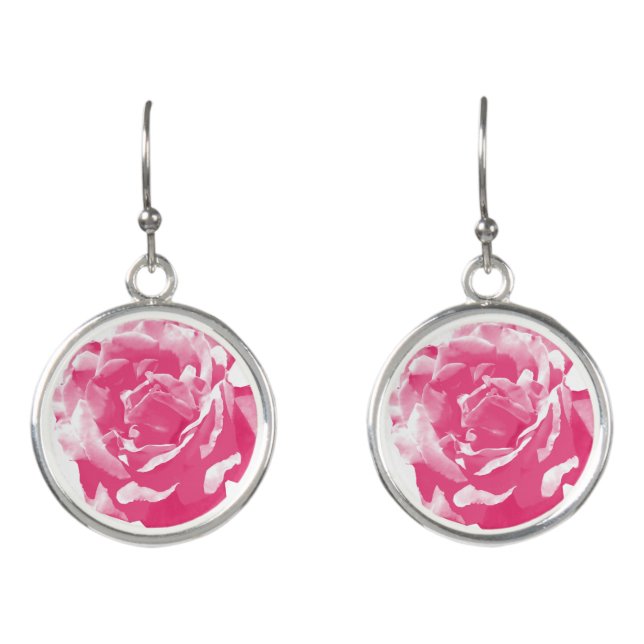 Pink Rose Design Earrings (Front)