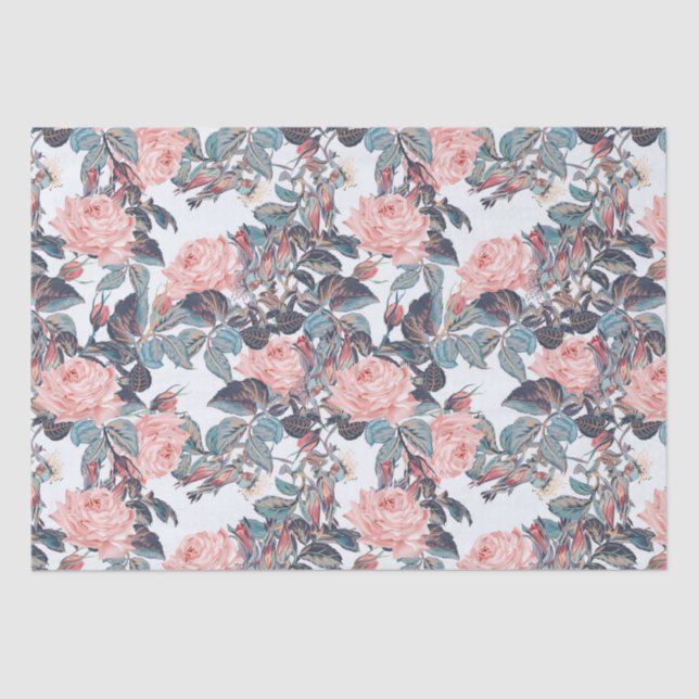 Pink Rose Design Tissue Paper (Front)