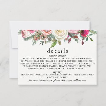 Pink Rose Details Card For Wedding Invitation by autumnandpine at Zazzle