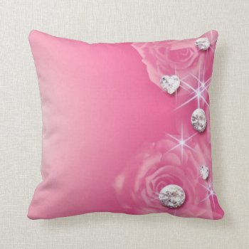Pink Rose Diamonds Throw Pillow by BOLO_DESIGNS at Zazzle