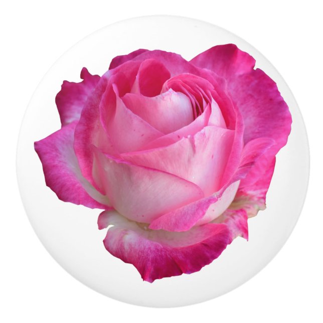 Pink Rose Drawer Cabinet Floral Knob Pull (Front)