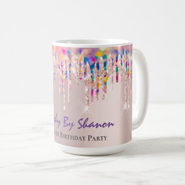 Pink Rose Drips Bridal Shower  Sweet 16th Coffee Mug (Front Right)