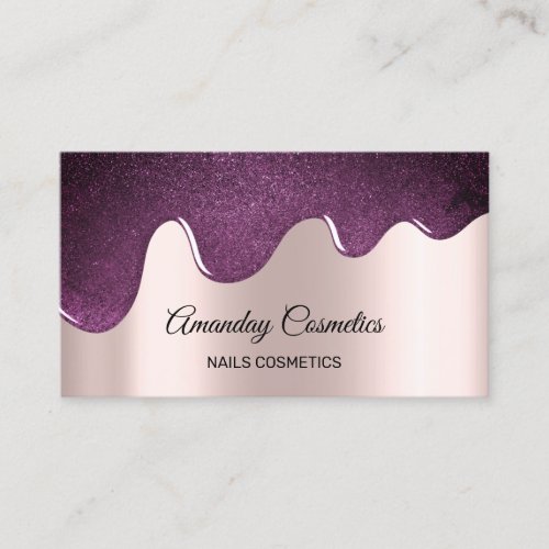 Pink Rose Drips Nails Wax Makeup Purple Violet Business Card