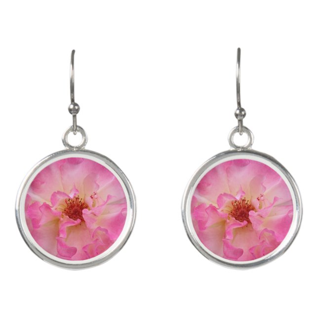Pink Rose Drop Earrings (Front)