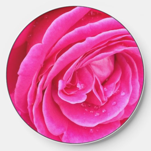 Pink Rose Droplets Wireless Charger (Front)