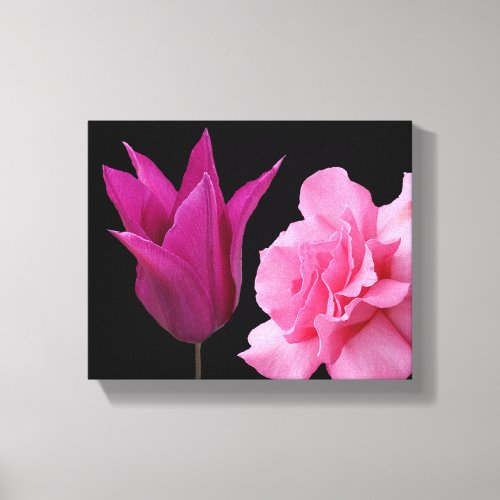 Pink rose Dutch tulip flower modern digital floral Canvas Print