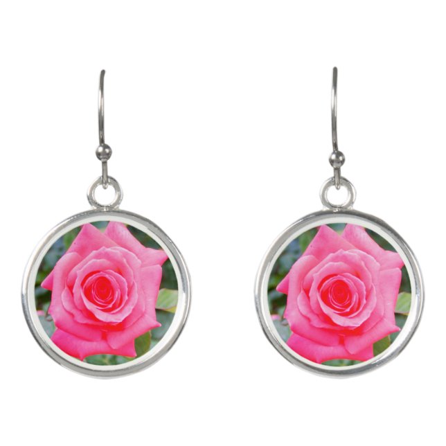 Pink Rose Earrings (Front)
