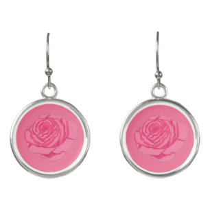 Pink rose earrings