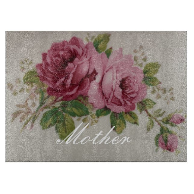 Pink Rose Elegance Cutting Board (Front)