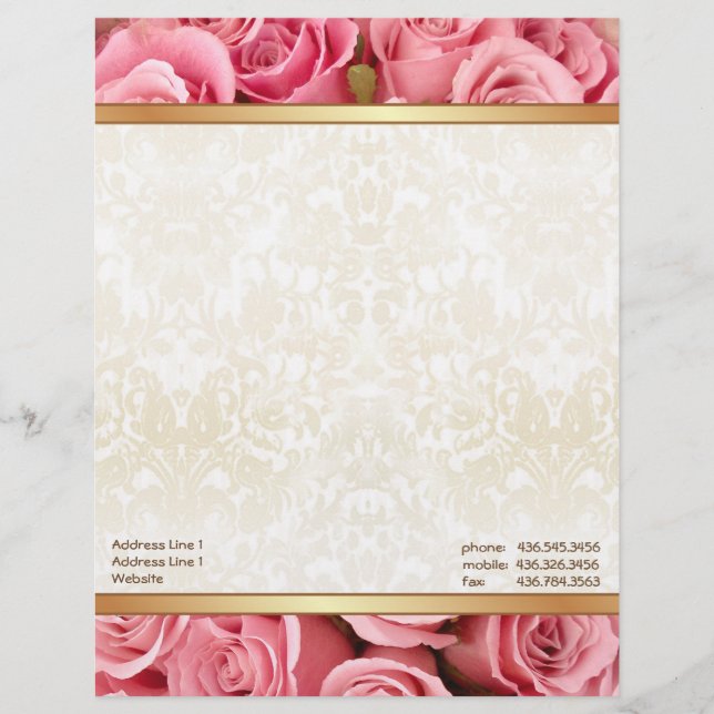 Pink Rose Elegance Letterhead (Front)