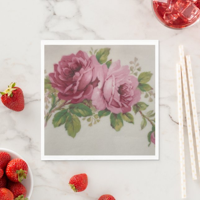 Pink Rose Elegance Paper Napkin  (Insitu)