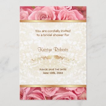 Pink Rose Elegance - Shower Save The Date by SpiceTree_Weddings at Zazzle