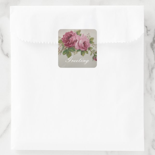 Pink Rose Elegance  Square Sticker (Bag)
