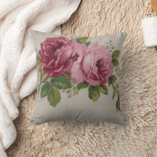 Pink Rose Elegance  Throw Pillow (Blanket)