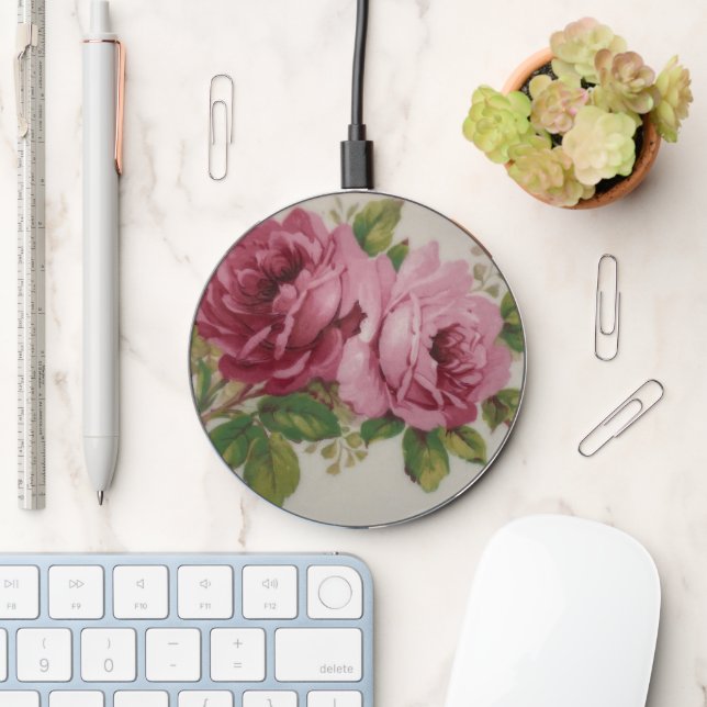 Pink Rose Elegance Wireless Charger (Desk)
