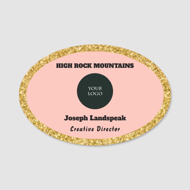 Pink Rose & Employee name & Logo Tag (Front)