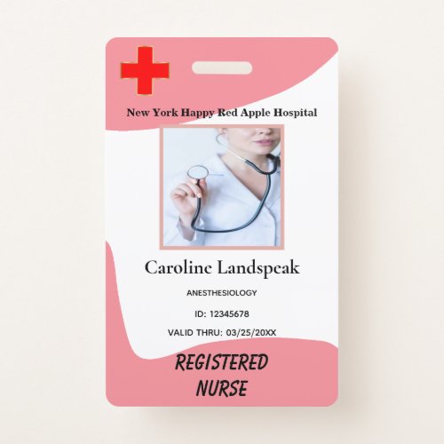 Pink Rose Employee Photo  Logo for Hospital Nurse Badge
