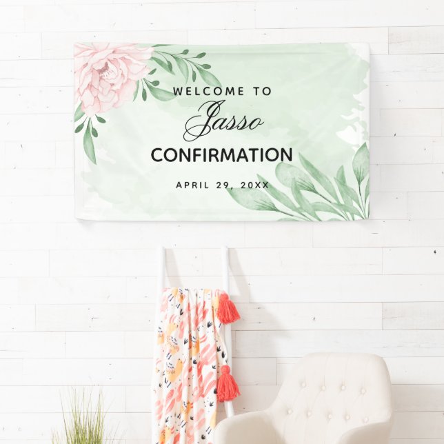 Pink Rose Eucalyptus Foliage Confirmation Banner (Insitu)