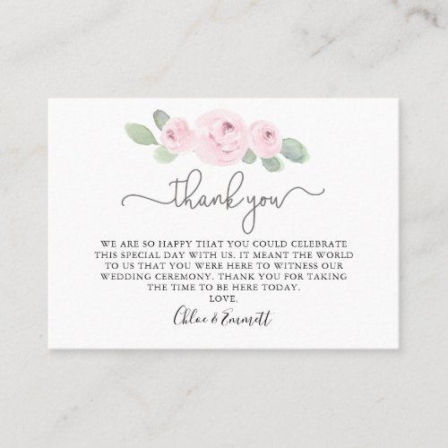 Pink Rose Eucalyptus Wedding Thank You Place Card