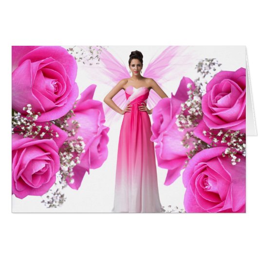 Pink Rose Fairy Cards (Front Horizontal)