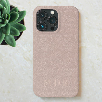 Pink Rose Faux Leather Effect Custom Initials Iphone 13 Pro Case by mothersdaisy at Zazzle