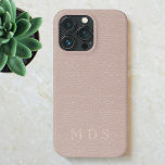 Pink Rose Faux Leather Effect Custom Initials Iphone 13 Pro Case at Zazzle
