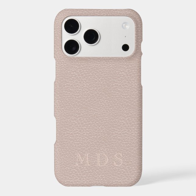 Pink Rose Faux Leather Effect Custom Initials Iphone Case (Back)