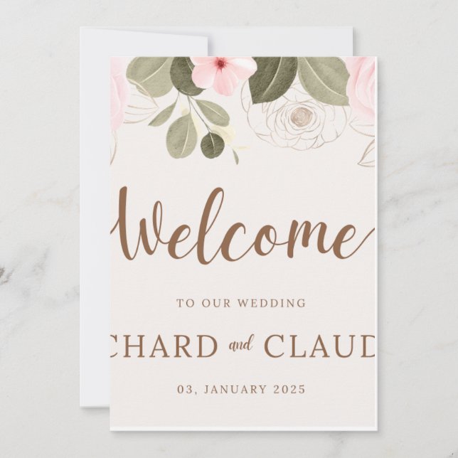 Pink Rose Floral Arch Elegant Wedding Invitation (Front)