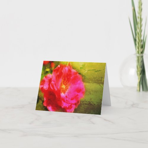 Pink Rose Floral Art Blank Note Card