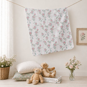 Pink Rose Floral Baby Blanket