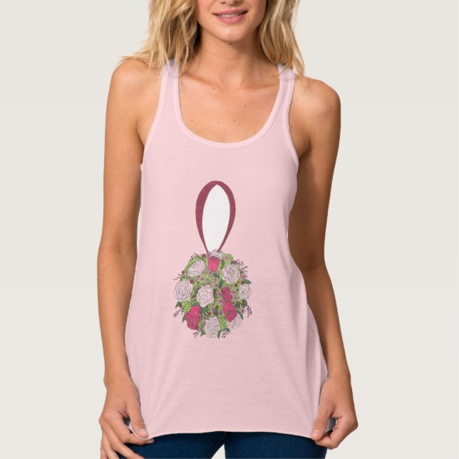 Pink Rose Floral Ball Bouquet Bride Wedding Bridal Tank Top (Front)