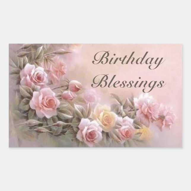 Pink Rose Floral Bouquet Lavender Rectangular Sticker (Front)