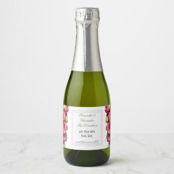 Pink Rose Floral Bouquet Wedding Sparkling Wine Label by personalized_wedding at Zazzle