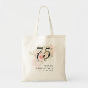 Pink Rose Floral Bunch 75th Birthday Party Tote Bag