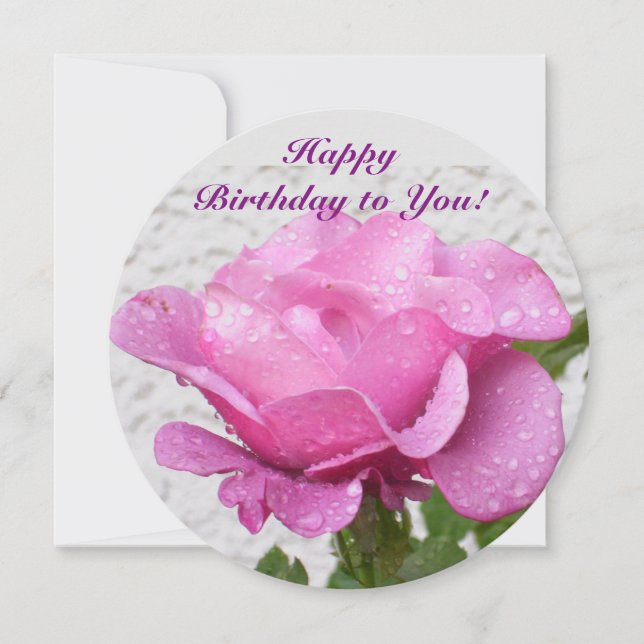 Pink Rose - floral card with inspirational quote (Front)